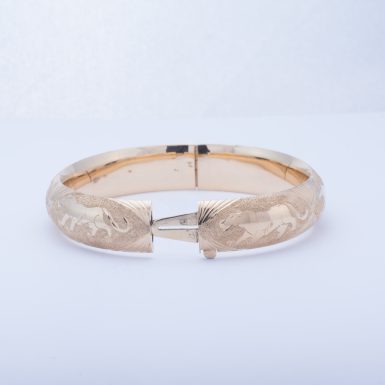 Pre-Owned 14K Diamond Cut Panther Bangle Bracelet