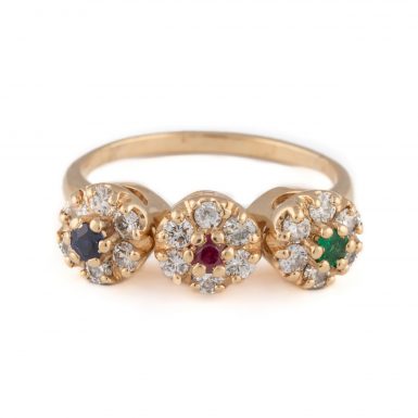 Vintage 14K Multi Gemstone Fashion Ring