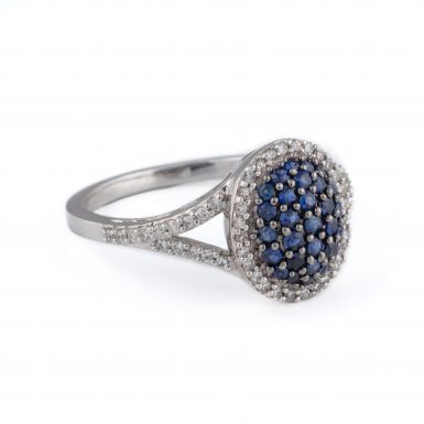 Pre-Owned Sapphire and Diamond Pave Fashion Ring