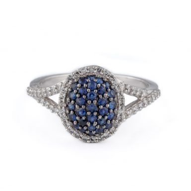 Pre-Owned Sapphire and Diamond Pave Fashion Ring