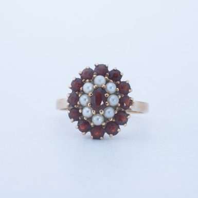 Pre-Owned 14K Garnet and Pearl Ring