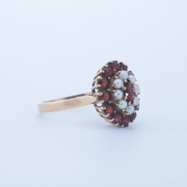 Pre-Owned 14K Garnet and Pearl Ring