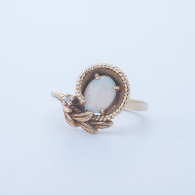 Pre-Owned 14K Opal Ring with Diamonds