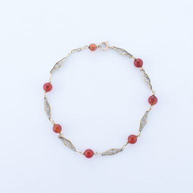 Pre-Owned 14k Carnelian Bead Bracelet