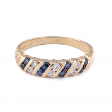 Pre-Owned Art Deco Style 14K Sapphire and Diamond Band