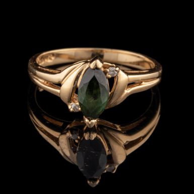 Pre-Owned 14K Chrome Tourmaline and Diamond Ring