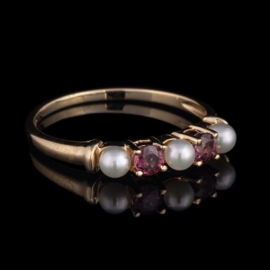 Pre-Owned 10K Ruby and Pearl Ring