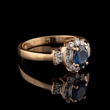 Pre-Owned 14K Sapphire & Diamond Ring