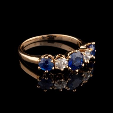 Pre-Owned 14K Sapphire & Old European Cut Diamond Ring