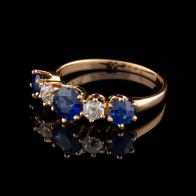 Pre-Owned 14K Sapphire & Old European Cut Diamond Ring