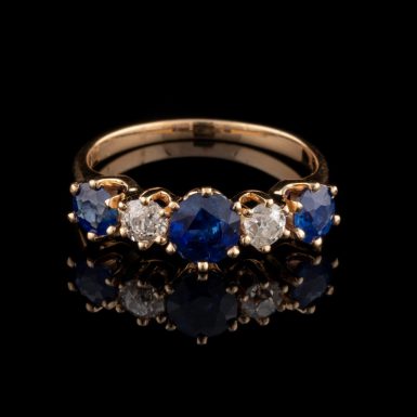 Pre-Owned 14K Sapphire & Old European Cut Diamond Ring