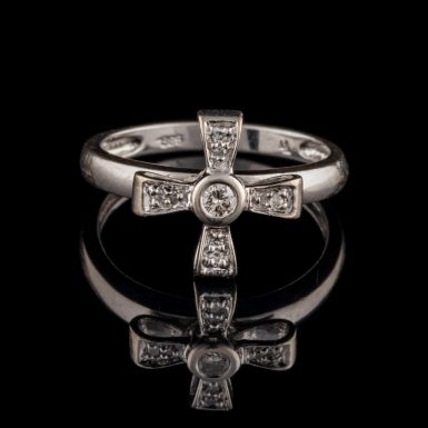 Pre-Owned Diamond Cross Ring in 14K White Gold