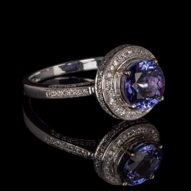 14K Tanzanite and Diamond Halo Ring