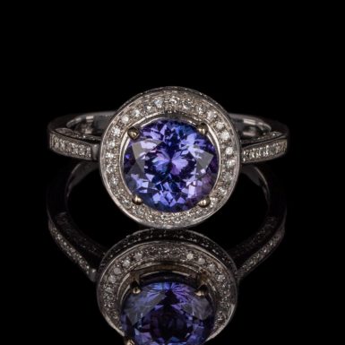 14K Tanzanite and Diamond Halo Ring