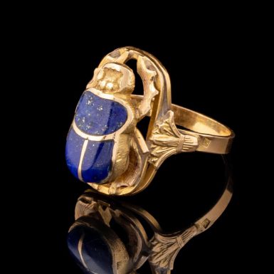 Pre-Owned 18K Lapis Scarab Ring