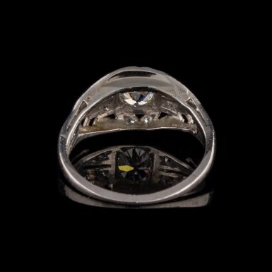 Art Deco .72 Carat Total Weight Diamond and Filigree Platinum Dinner Ring