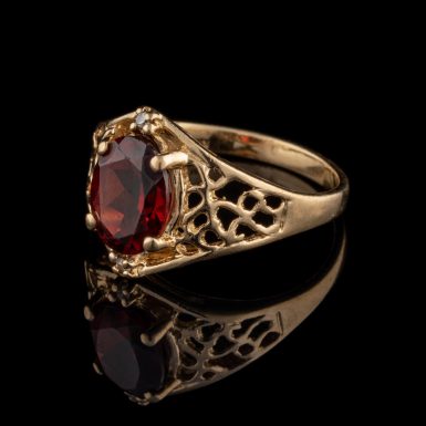 Pre-Owned 10K Filigree Garnet Ring