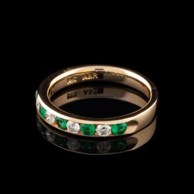 Pre-Owned 14K Emerald and Diamond Band