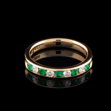 Pre-Owned 14K Emerald and Diamond Band