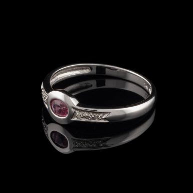 14K Oval Ruby Ring with Diamonds