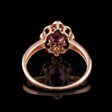 14K Rose Gold Rhodolite Garnet and Diamond Ring