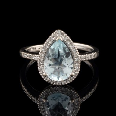 Pre-Owned 14k Aquamarine and Diamond Ring