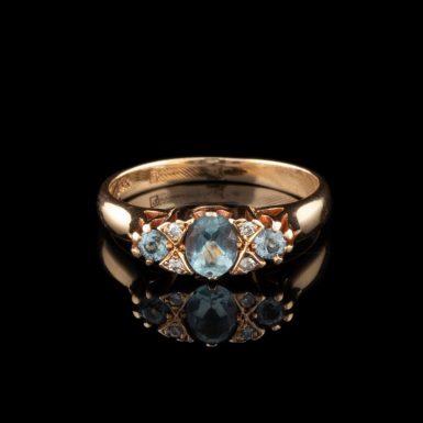 Pre-Owned 14 Karat Gold Aquamarine and Diamond Ring