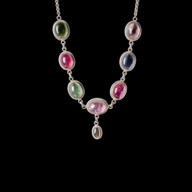 Pre-Owned Sterling Silver Tourmaline Necklace