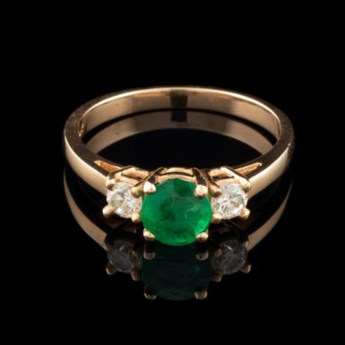 14K Classic Emerald and Diamond Ring