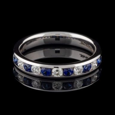 Pre-Owned Sapphire and Diamond Channel Set Band