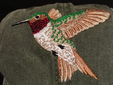 Ruby Throated Hummingbird Embroidered Hat