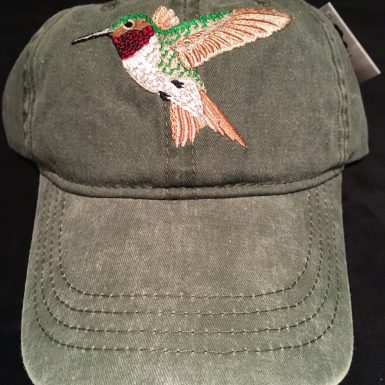 Ruby Throated Hummingbird Embroidered Hat